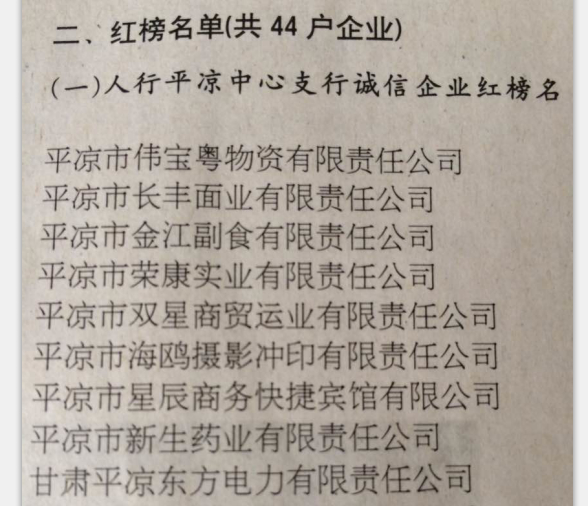 热烈庆祝我公司荣登“2014年平凉市首批诚信企业红榜”