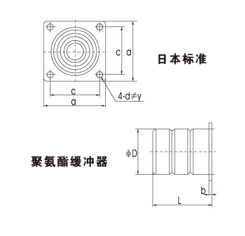 日本标准法兰盘式聚氨酯缓冲器